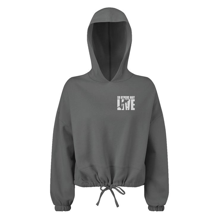 so others may live -rescue swimmer women's grey crop hoodie