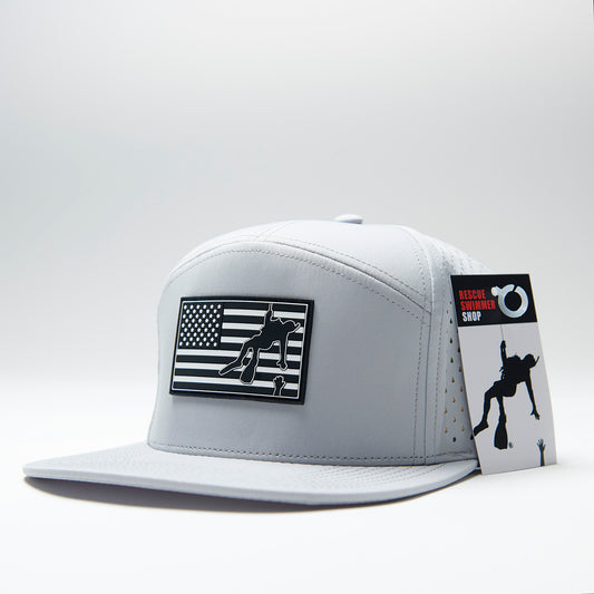 7 Panel Black & Grey - Rescue Swimmer Flag Hat | Military Aviation Headwear | Rescue Swimmer Shop