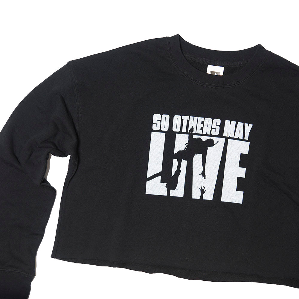 rescue swimmer shop so others may live crop crew sweatshirt black