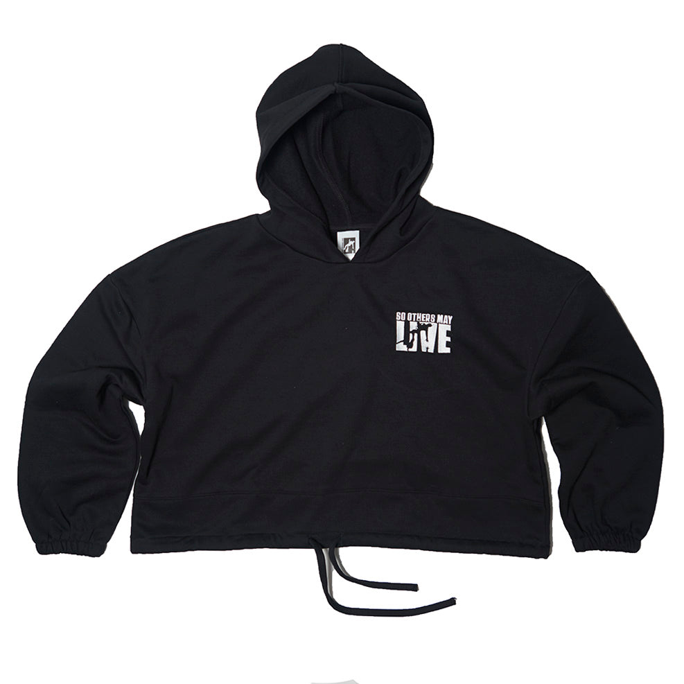 so others may live -rescue swimmer women's black crop hoodie