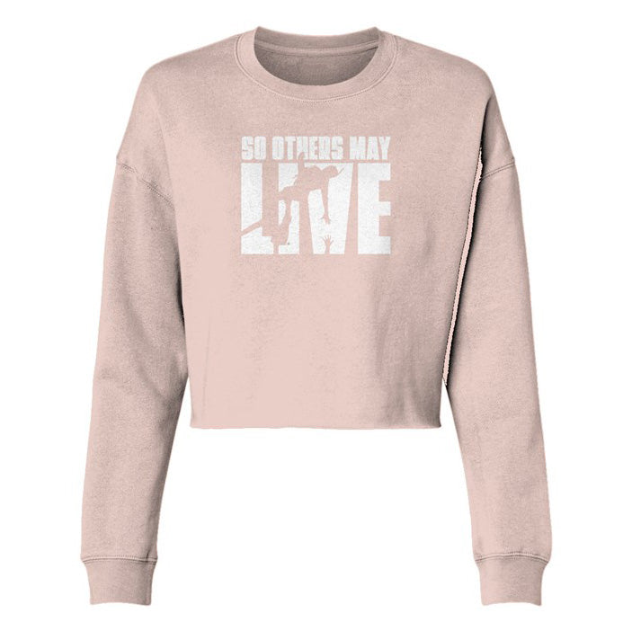 rescue swimmer shop so others may live crop crew sweatshirt blush