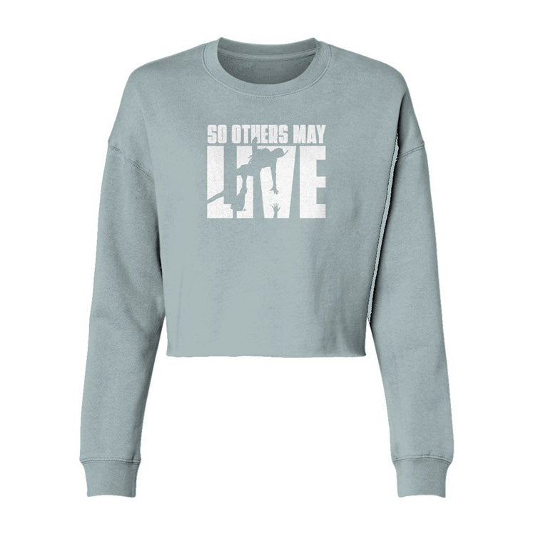 rescue swimmer shop so others may live crop crew sweatshirt sage