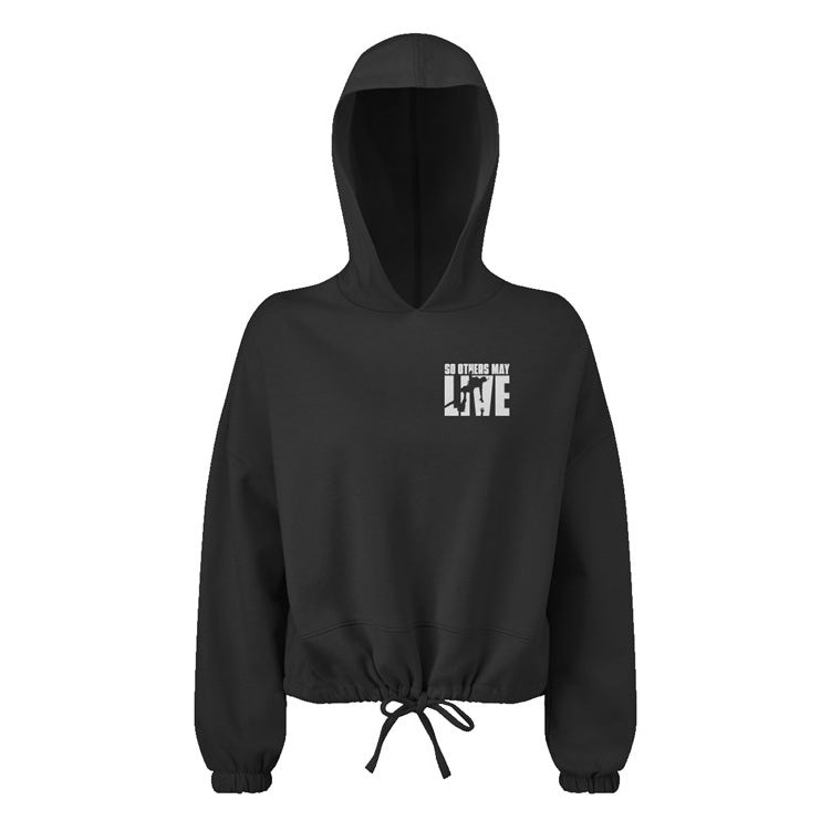 so others may live -rescue swimmer women's black crop hoodie