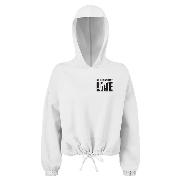 so others may live -rescue swimmer women's white crop hoodie