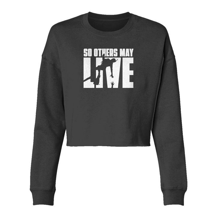 rescue swimmer shop so others may live crop crew sweatshirt