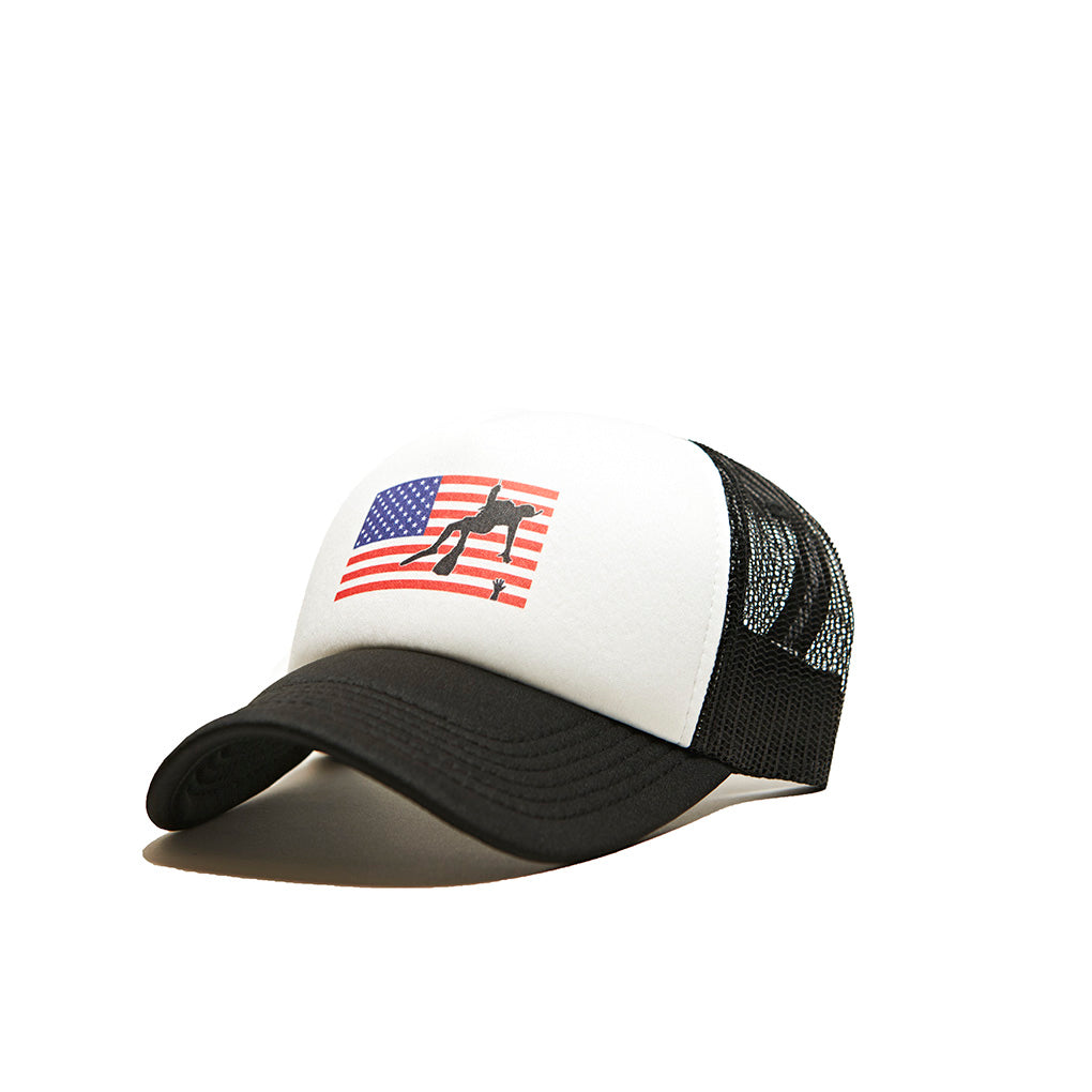 Rescue Swimmer Hat - Foam Trucker - American Flag - Silhouette