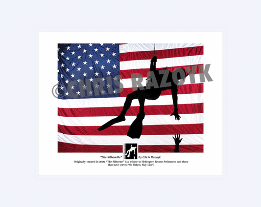 Rescue Swimmer Silhouette Fine Art Print | Coast Guard Aviation Photography | Rescue Swimmer Shop