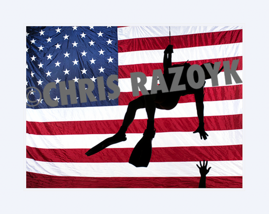 Rescue Swimmer Silhouette Fine Art Print | Coast Guard Aviation Photography | Rescue Swimmer Shop